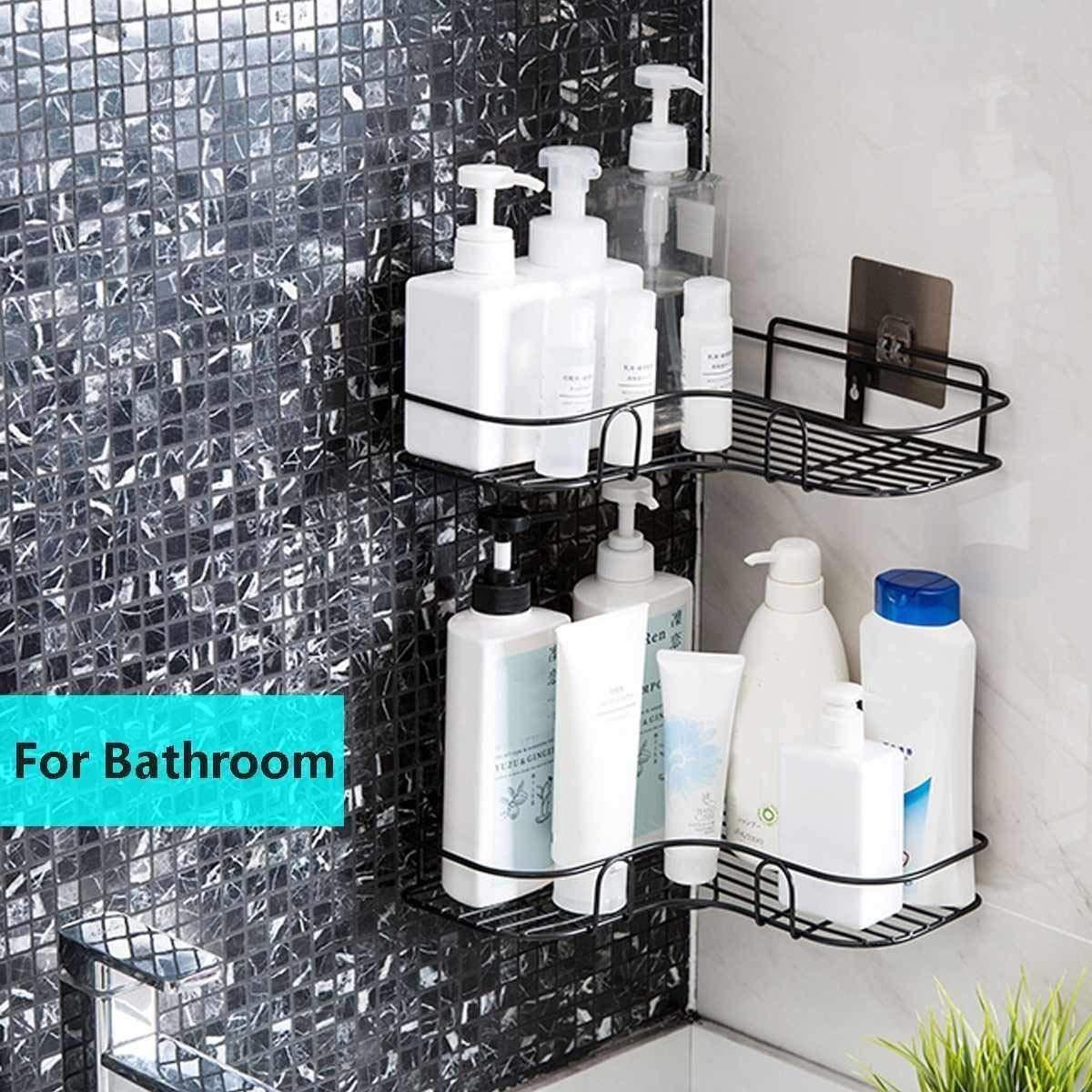 Kitchen Organiser Corner Shelf - Wall Mount Stainless Steel Storage Rack ( Pack of 1 ) - NovaMart