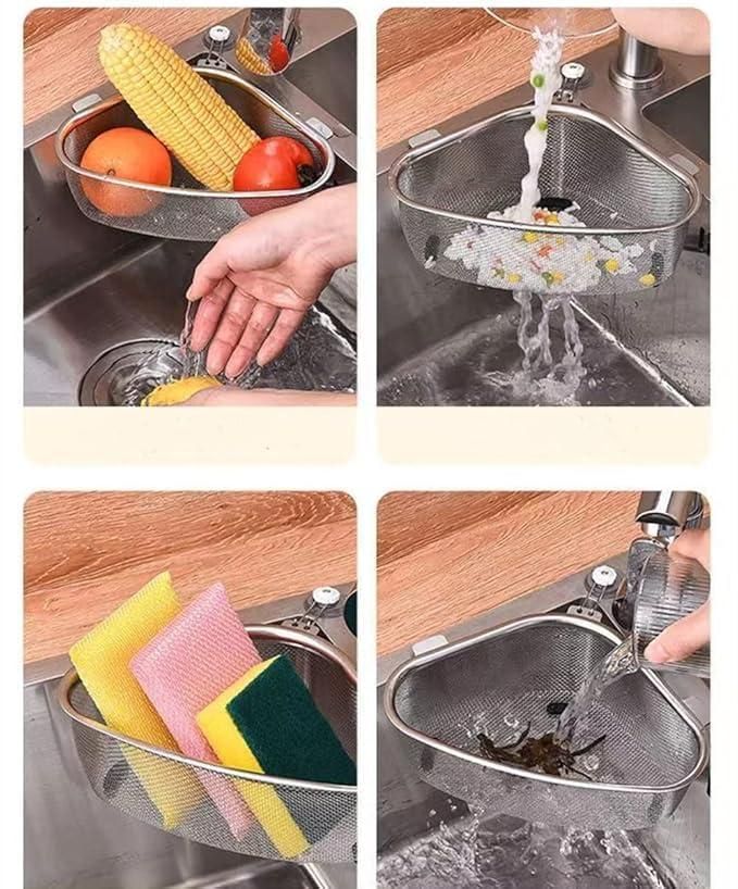 Kitchen Sink Drain Basket Triangle Shape Stainless Steel - NovaMart
