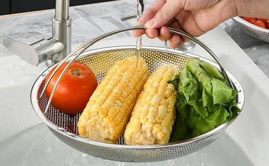 Stainless Steel Draining Rinsing Washing Ideal for Kitchen Vegetables Fruits - NovaMart