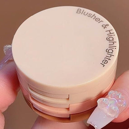 3 in1 Face Blusher + Highlighter with Mini Compact Travel Friendly Palette - NovaMart
