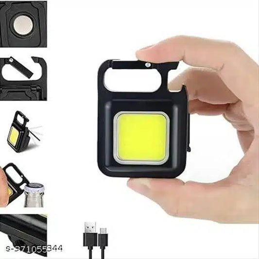 Plastic Keychain Type Rechargeable LED Flashlight (Black) - NovaMart