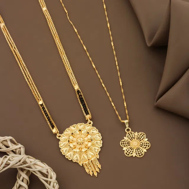 Mangalsutra Ki Mala Design With Moti Chen Ladi Lomg and short Combo Set [ BUY 1 GET 1 FREE ] - NovaMart