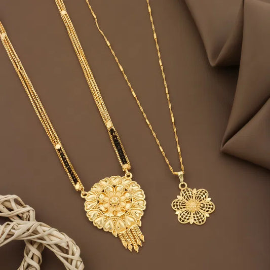 Mangalsutra Ki Mala Design With Moti Chen Ladi Lomg and short Combo Set [ BUY 1 GET 1 FREE ] - NovaMart