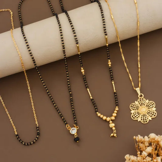 Combo Mangalsutra Ki Mala Design With Moti Chen Ladi Lomg and short Combo Set [ BUY 1 GET 3 FREE ] - NovaMart