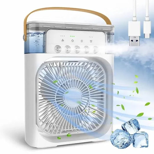 Mini Cooler for Room Cooling Portable Mini Fan Cooler with 7 Colors LED Light, 3 Wind Speeds and 3 Spray Modes for Office, Home, Dorm, Travel (Random Color) - NovaMart