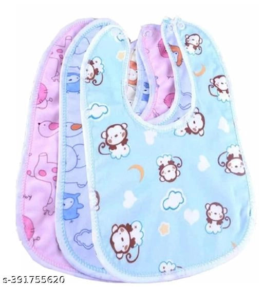 Cotton Bib for Baby (Multicolor, Pack of 3) - NovaMart